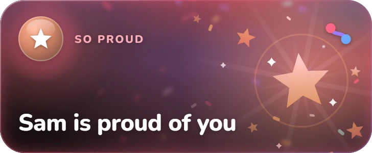 Emberknot Live Activity on the Lock Screen: “Sam is proud of you”. Labelled “So proud”, over a glowing gold star, with the Emberknot mark in the corner.